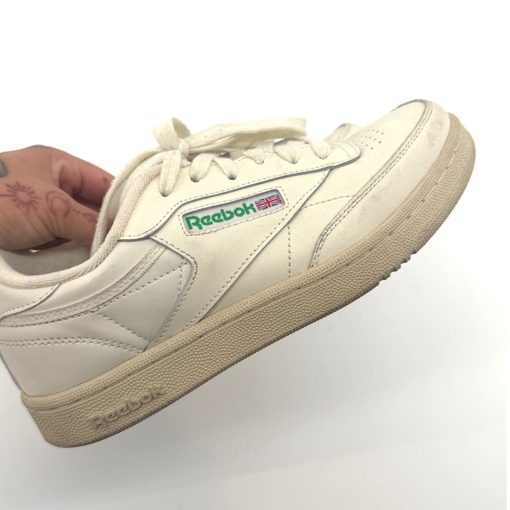 Reebok Club C‎ 85 Vintage Sneakers Chalk White Green Womens Size 4 READ Fit 6.5